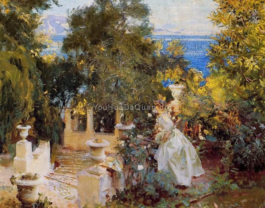 A Garden in Corfu - 约翰·辛格·萨金特